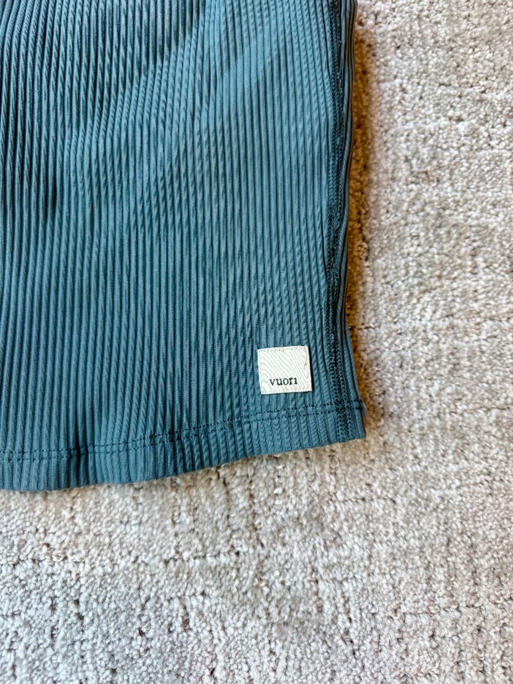 Vuori Women's Ribbed Crop Tank in Muted Teal